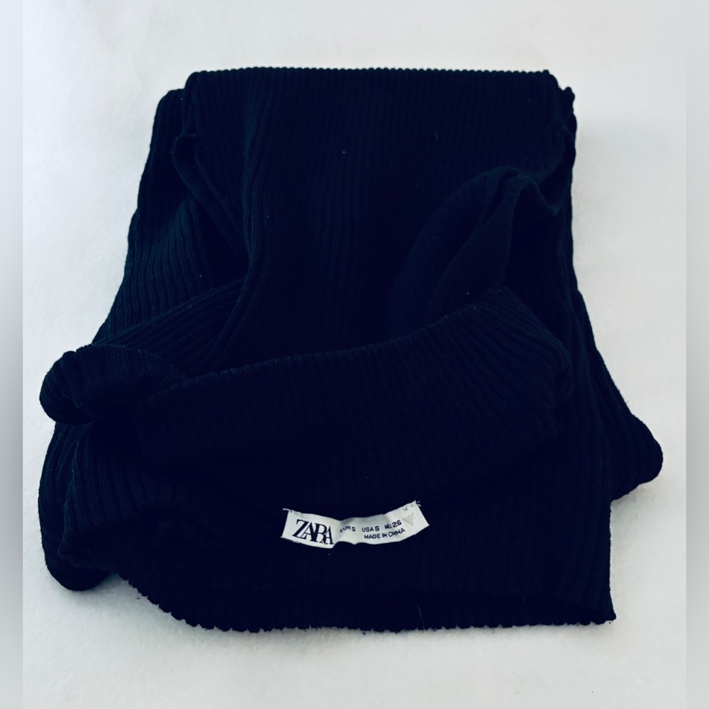 Zara Black Ribbed Knit Long Dress - Picture 4 of 4